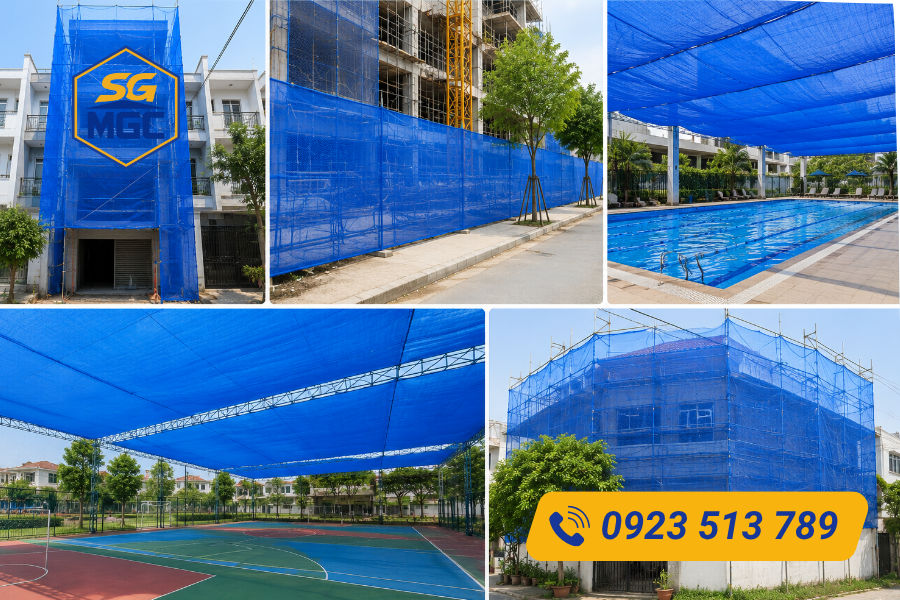 5 ứng dụng thực tế của lưới che công trình màu xanh dương